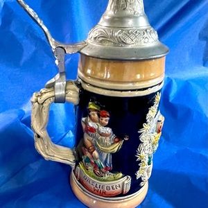 Small Beer Stein with Pewter Lid